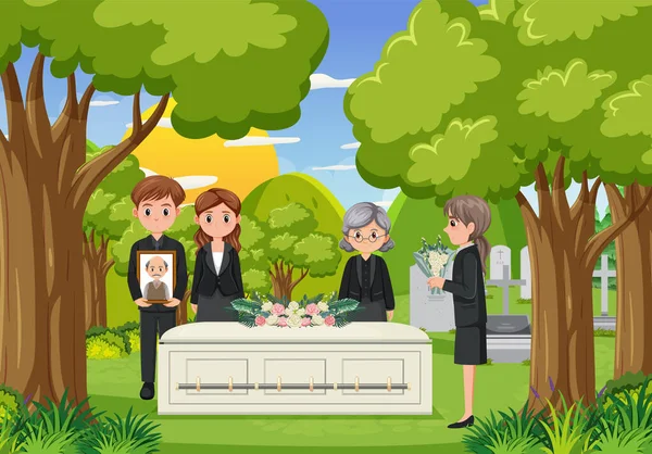 基督教宗教图解中的葬礼仪式 — 图库矢量图片