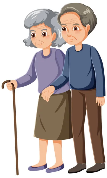 Elderly Couple Cartoon Character Illustration — Stock Vector