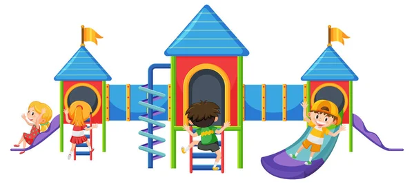 Children Playground Slide Set White Background Illustration — Stock Vector