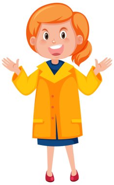 Beyaz arkaplan illüstrasyonunda sevimli basit çizgi film karakteri