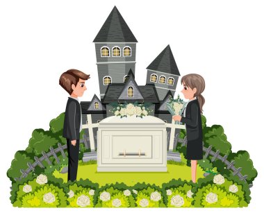 Hıristiyan dini illüstrasyonunda cenaze töreni