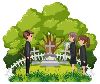 Hıristiyan dini illüstrasyonunda cenaze töreni