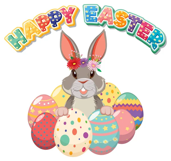Счастливая Пасха Кроликом Яйцами — стоковый вектор