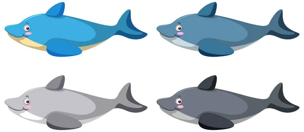 卡通画中的不同海豚群 — 图库矢量图片