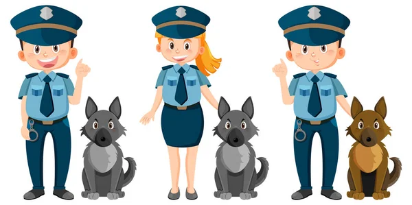 Politie Officier Cartoon Karakter Witte Achtergrond Illustratie — Stockvector