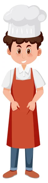 Chef Masculino Ilustración Delantal Rojo — Vector de stock
