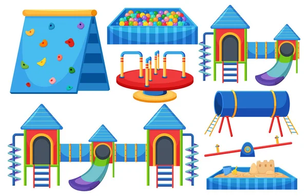 Set Von Kinderspielgeräten Auf Weißem Hintergrund — Stockvektor