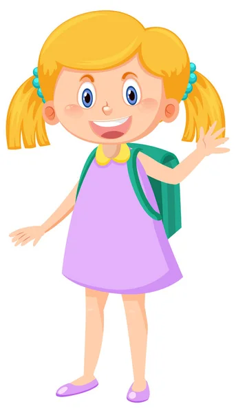 Female Student Cartoon Character Backpack Illustration — 스톡 벡터