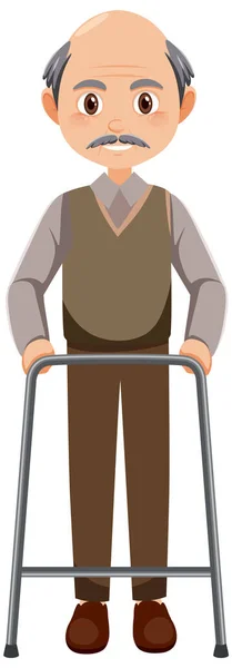 Elderly Man Walker Illustration — Stock Vector