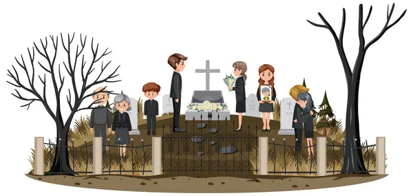 Pessoas Cerimônia Fúnebre Ilustração — Vetor de Stock