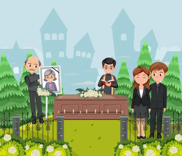 Funeral ceremony in Christian religion illustration