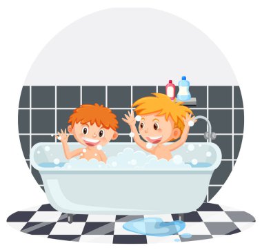 Küvet resimlerinde mutlu çocuklar