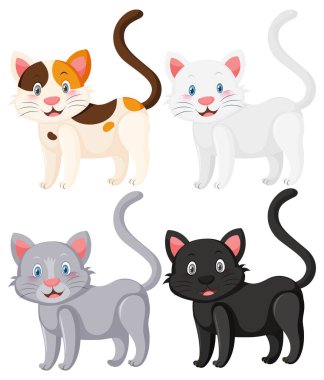 Çizgi film tarzında küçük sevimli kedi.