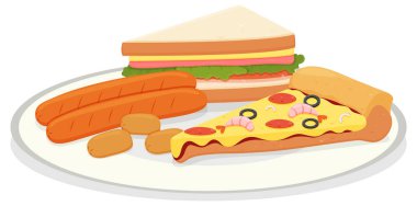 Çizgi film stilinde fast food seti