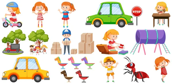 Set Simpatici Bambini Oggetti Illustrazione — Vettoriale Stock