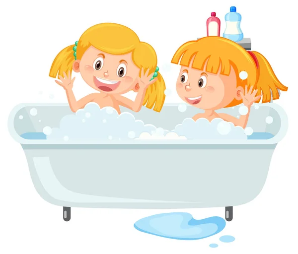 Glückliche Kinder Der Badewanne — Stockvektor
