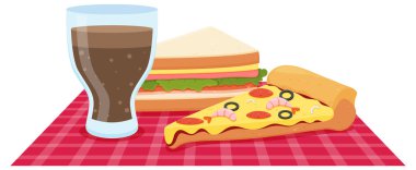 Çizgi film stilinde fast food seti