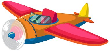 Beyaz arkaplanda sevimli renkli bir uçak.