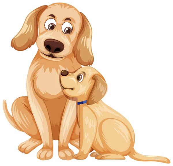 Golden Retriever Cane Madre Cucciolo Illustrazione — Vettoriale Stock