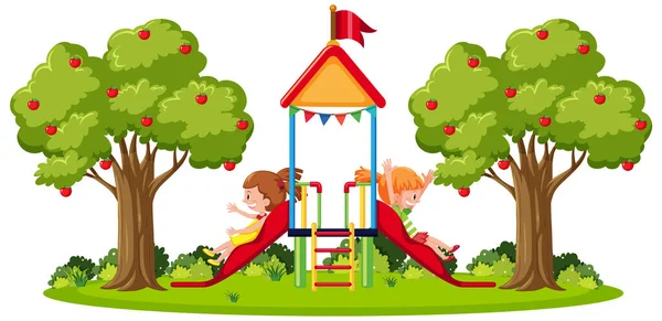 Außenspielplatzrutsche Für Kinder — Stockvektor
