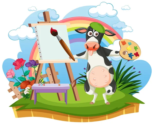 Prázdná Šablona Desky Kresleným Obrázkem Znaků Krávy — Stockový vektor