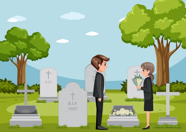 People Funeral Ceremony Illustration — Stock Vector