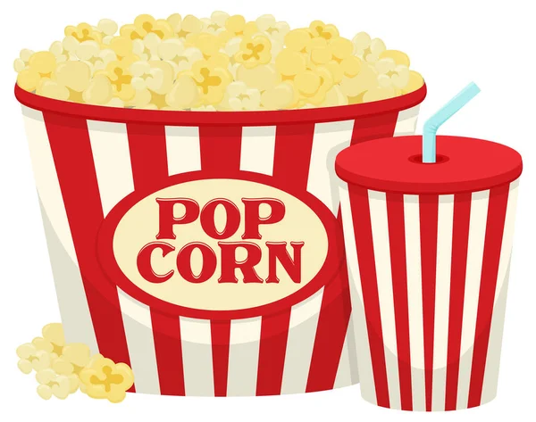 Scatola Popcorn Con Illustrazione Vetro Carta — Vettoriale Stock