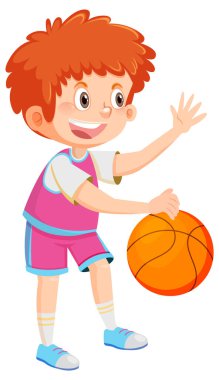 Basketbol çizgi filmi çizen bir çocuk.