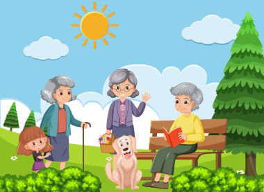 Yaşlıların resimleriyle dolu açık hava parkı