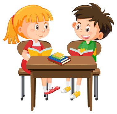 Okul masasında oturan öğrenciler