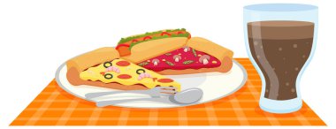 Çizgi film stilinde fast food seti