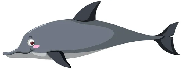 Grey Dolphin Cartoon Style Illustration — Stock Vector