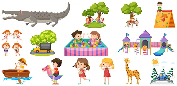 Set Copii Drăguț Obiecte Ilustrare — Vector de stoc
