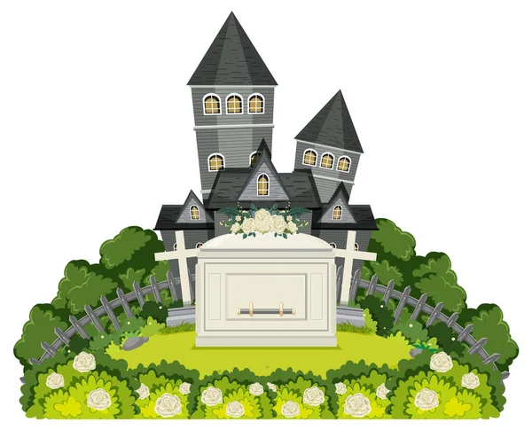 Cemetery Graveyard Scene Isolated Illustration — Stock Vector