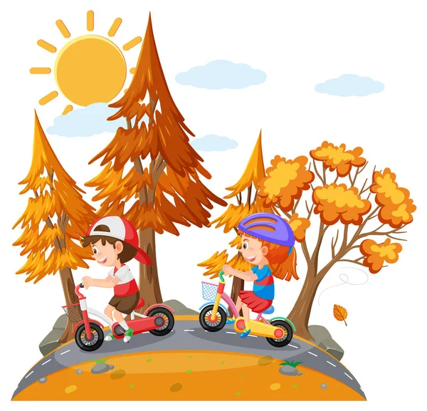 Barn Ridning Cykel Park Illustration — Stock vektor