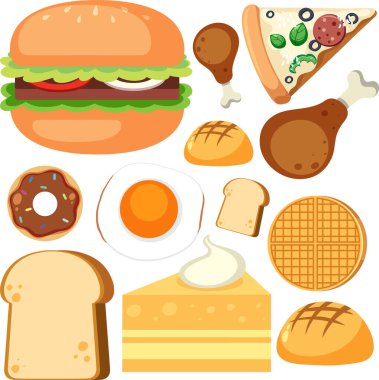 Yemek ve tatlı pürüzsüz desen çizimi