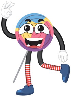 Yüz ifadesi çizimi olan şirin bir lolipop.