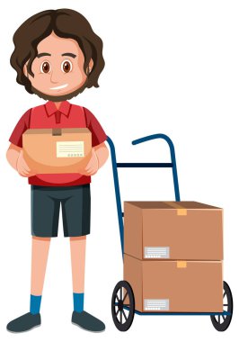 Paket resimli teslimatçı.