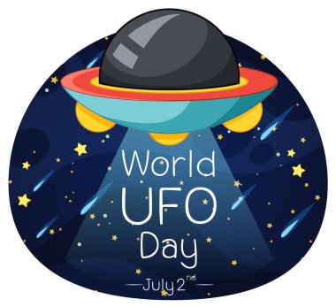 Dünya UFO Günü Poster Tasarımı illüstrasyonu