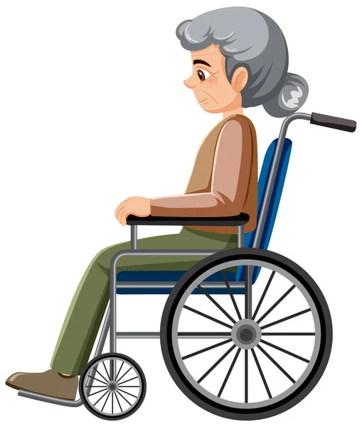 Tekerlekli Sandalyedeki Yaşlı Kadın — Stok Vektör