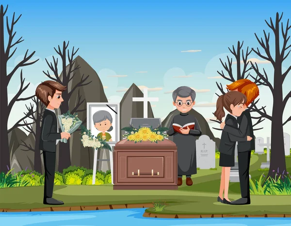 Funeral Ceremony Christian Religion Illustration — Stock Vector