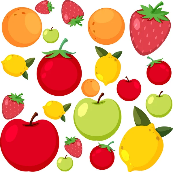 Cartoon Frutas Sem Costura Padrão Ilustração —  Vetores de Stock