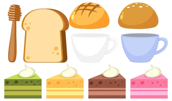 Coffret Dessert Sucré Illustration Style Dessin Animé Plat — Image vectorielle