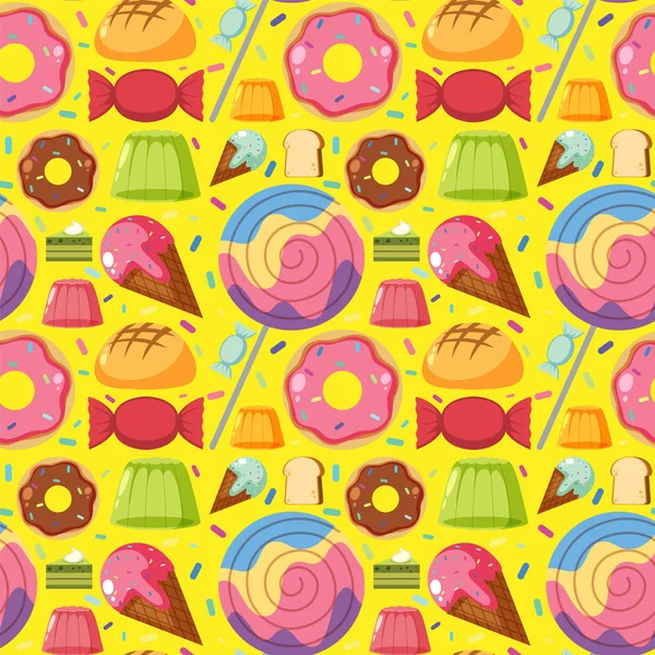 Cartoon food and dessert seamless pattern illustration