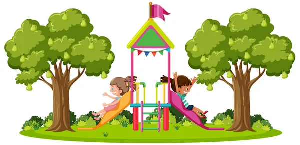 Outdoor Speeltuin Glijbaan Voor Kinderen Illustratie — Stockvector