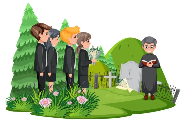 Funeral ceremony in Christian religion illustration