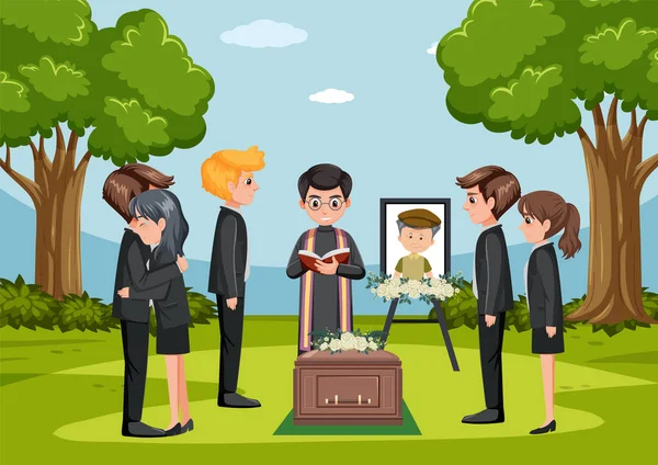 Funeral Ceremony Christian Religion Illustration — Stock Vector