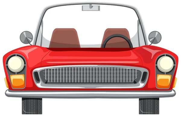 Mobil Merah Klasik Dalam Ilustrasi Gaya Kartun - Stok Vektor