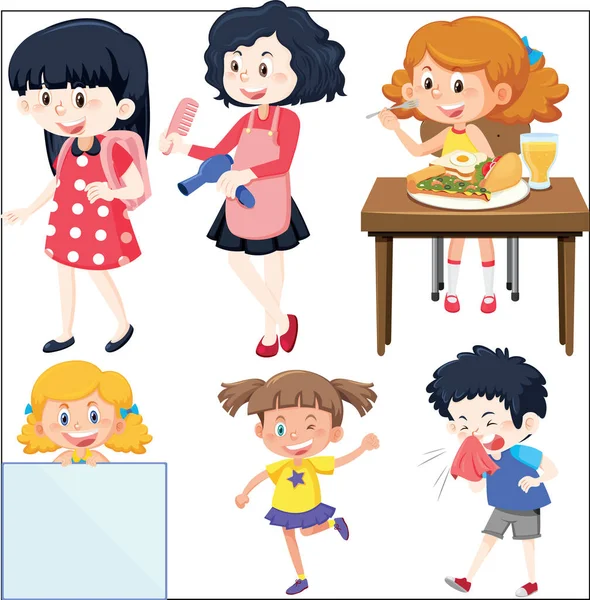 Set Diversi Bambini Felici Illustrazione — Vettoriale Stock