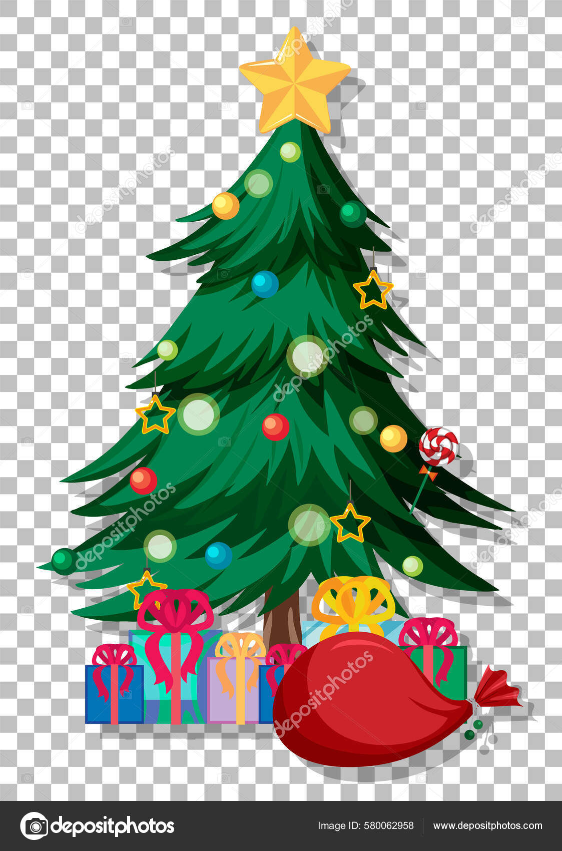 Ein Weihnachtsbaum Mit Geschenk Darunter Auf Gitter Hintergrund  Illustration Stock-Vektorbild von ©brgfx 580062958, image size:1123x1700